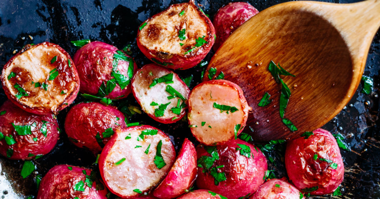 Roasted radishes are full of health benefits. Roasted radishes are full of health benefits.