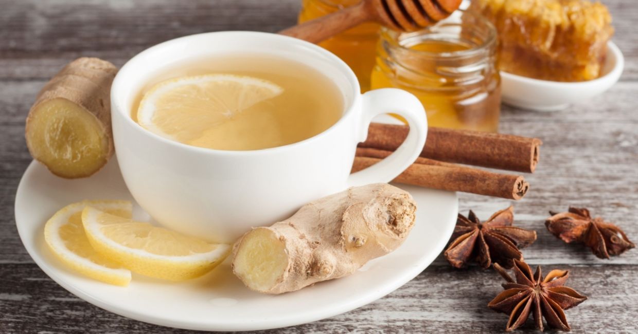 Green tea with ginger and lemons. Green tea with ginger and lemons.
