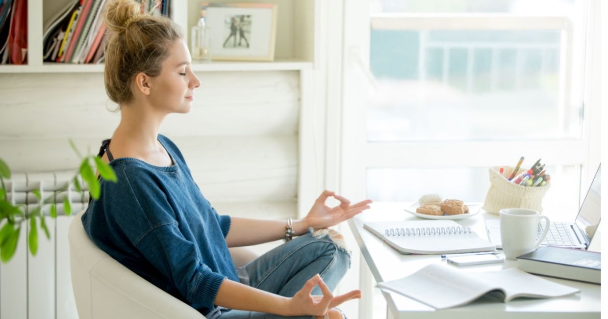 Destress at work with yoga. Destress at work with yoga.