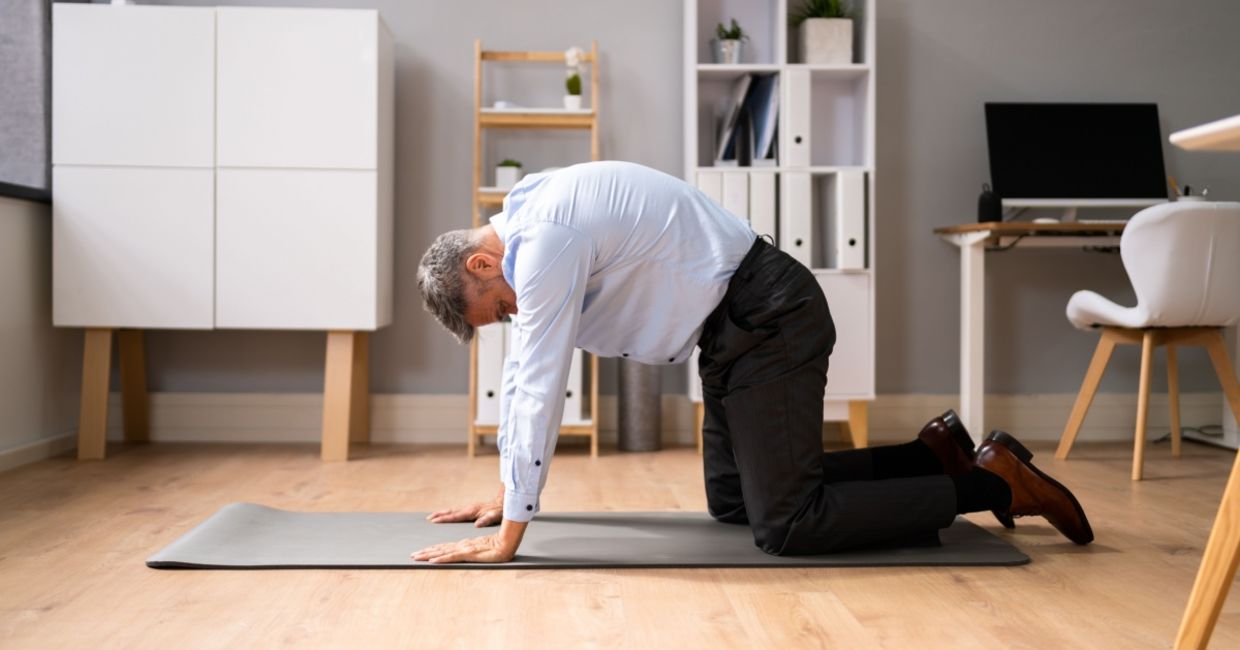 Working out in the office. Working out in the office.