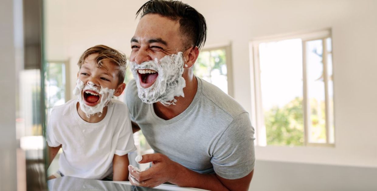 Father and son spending quality together. Father and son spending quality together.