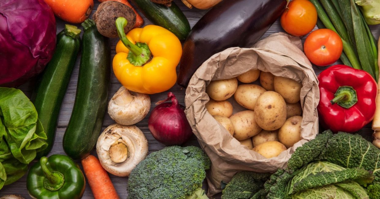 A spread of fresh organic vegetables. A spread of fresh organic vegetables.