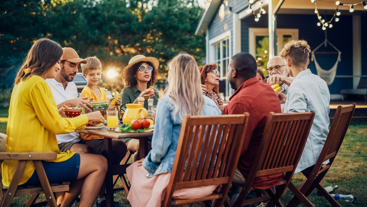 Enjoying a summer dinner outdoors.