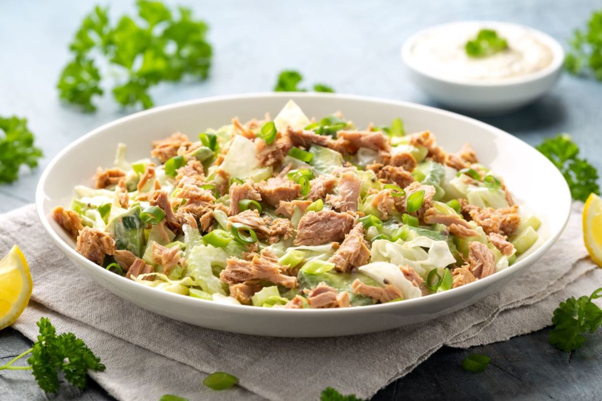 Tuna salad with avocado is a healthy dish. Tuna salad with avocado is a healthy dish.