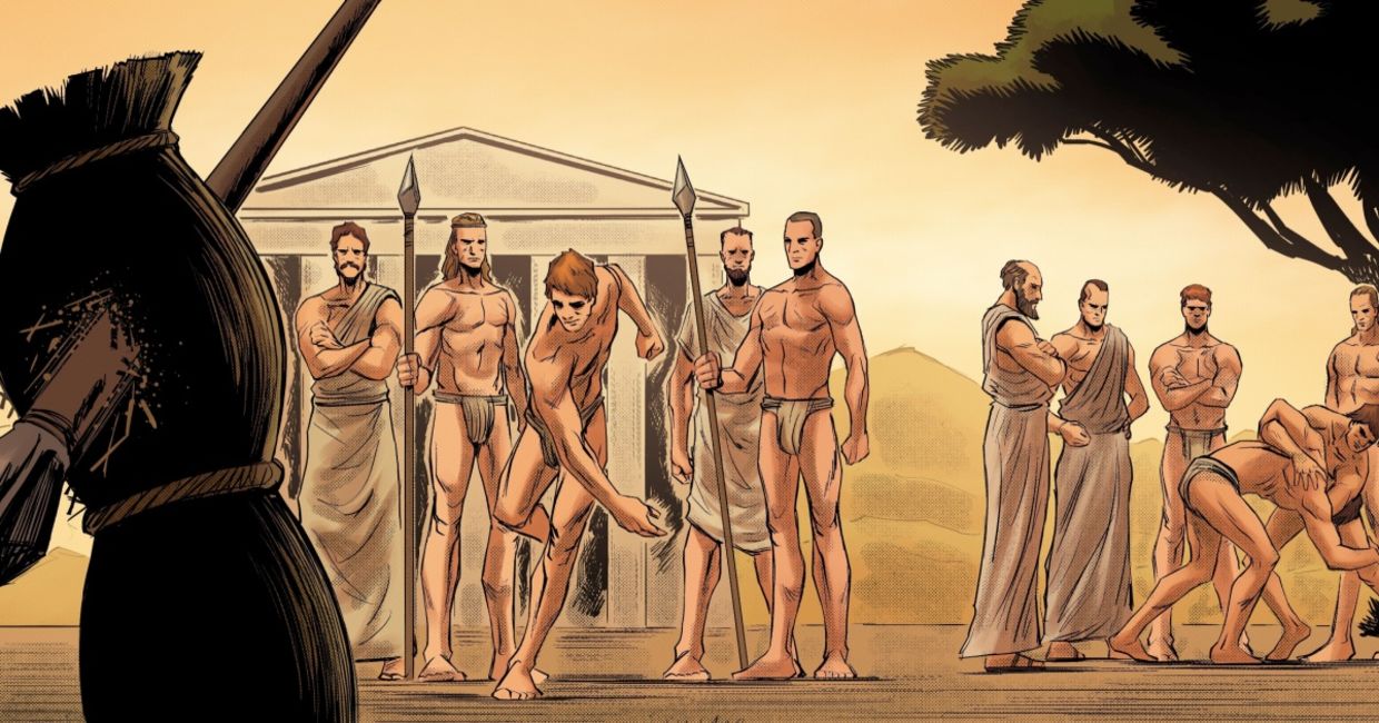 Depiction of the ancient Olympics. Depiction of the ancient Olympics.
