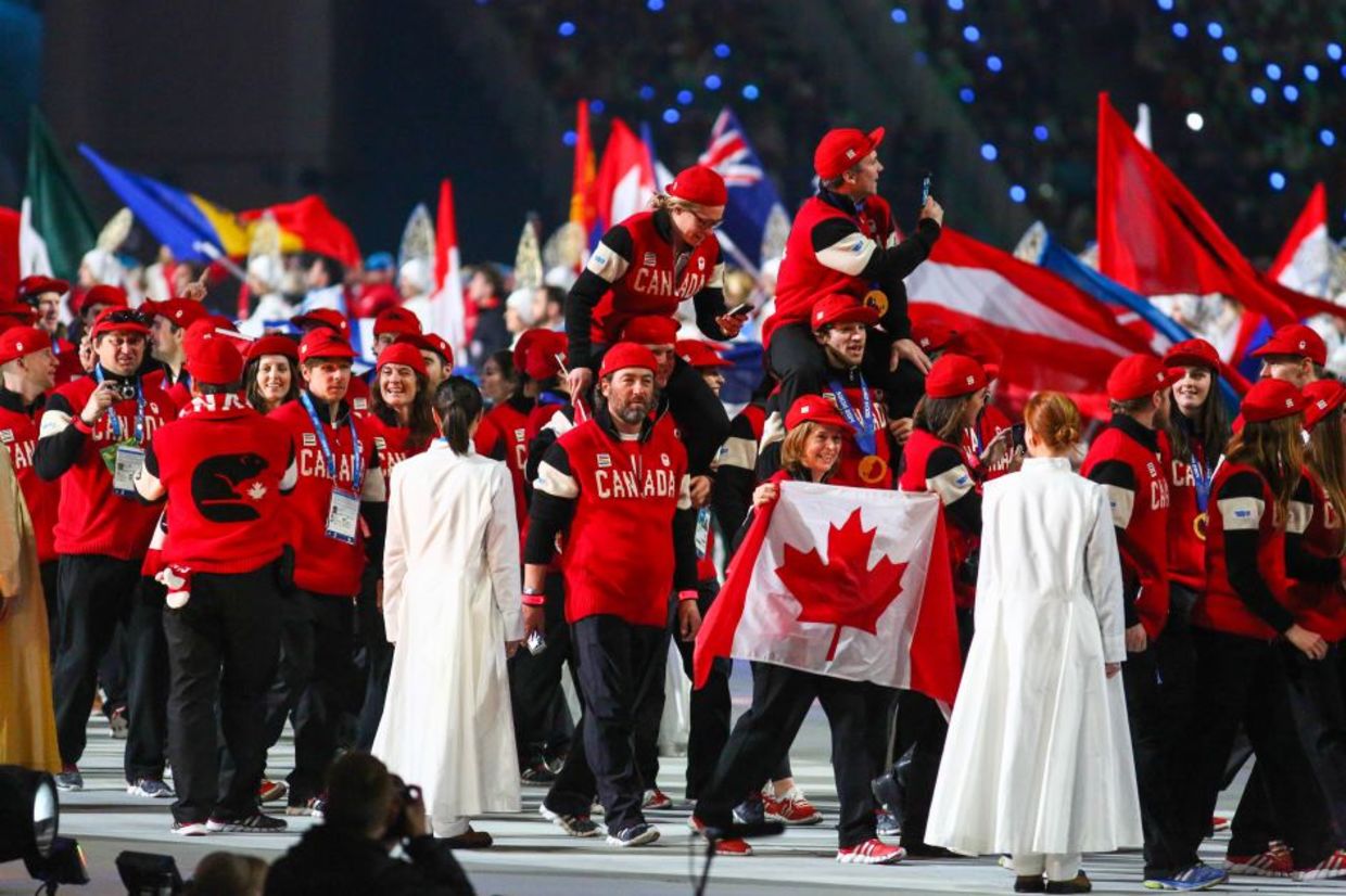 Canadian athletes at the closing ceremony at Sochi. Canadian athletes at the closing ceremony at Sochi.