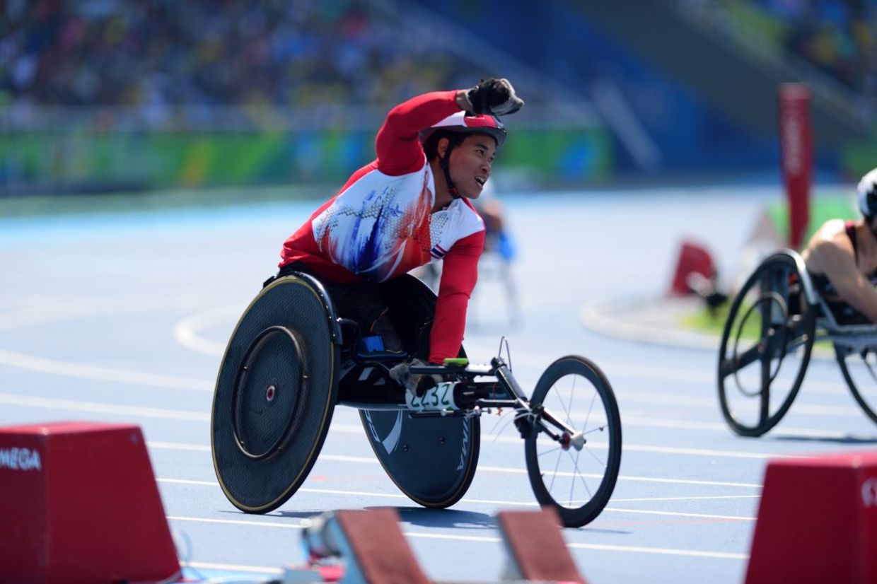 Wheelchair racing in Rio de Janeiro. Wheelchair racing in Rio de Janeiro.