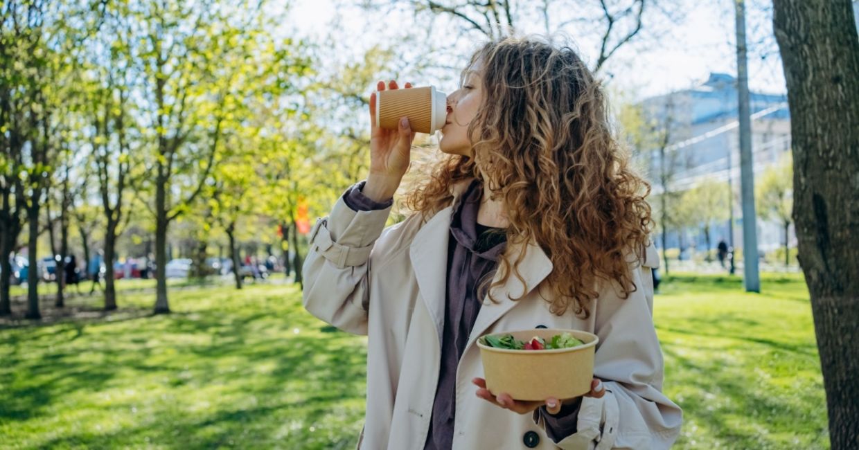 Taking a lunch break in the park can help reduce stress. Taking a lunch break in the park can help reduce stress.