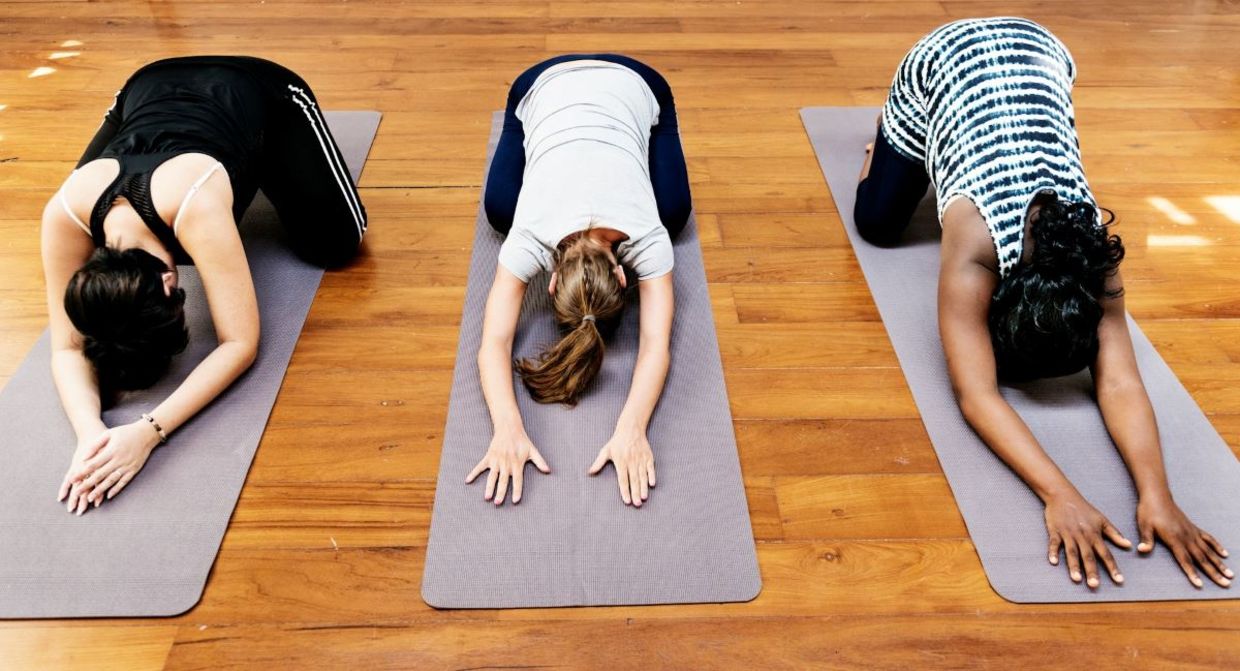 Relax with the child's pose. Relax with the child's pose.