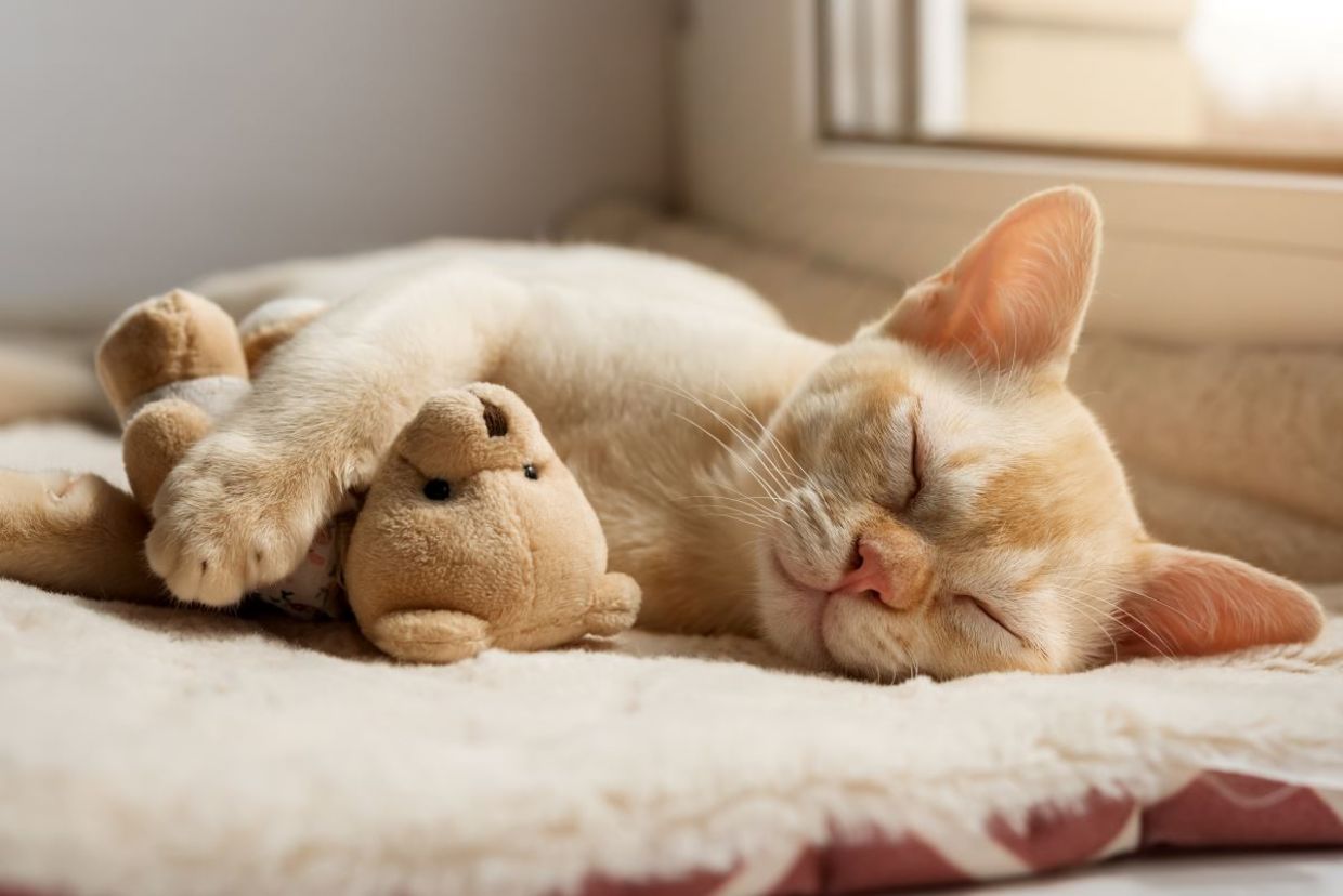 A sleeping kitten. A sleeping kitten.