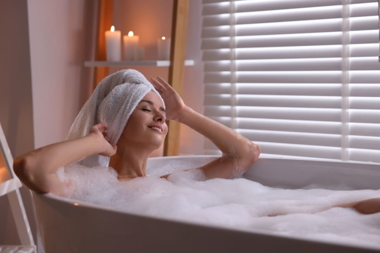 Soaking in a bathtub. Soaking in a bathtub.