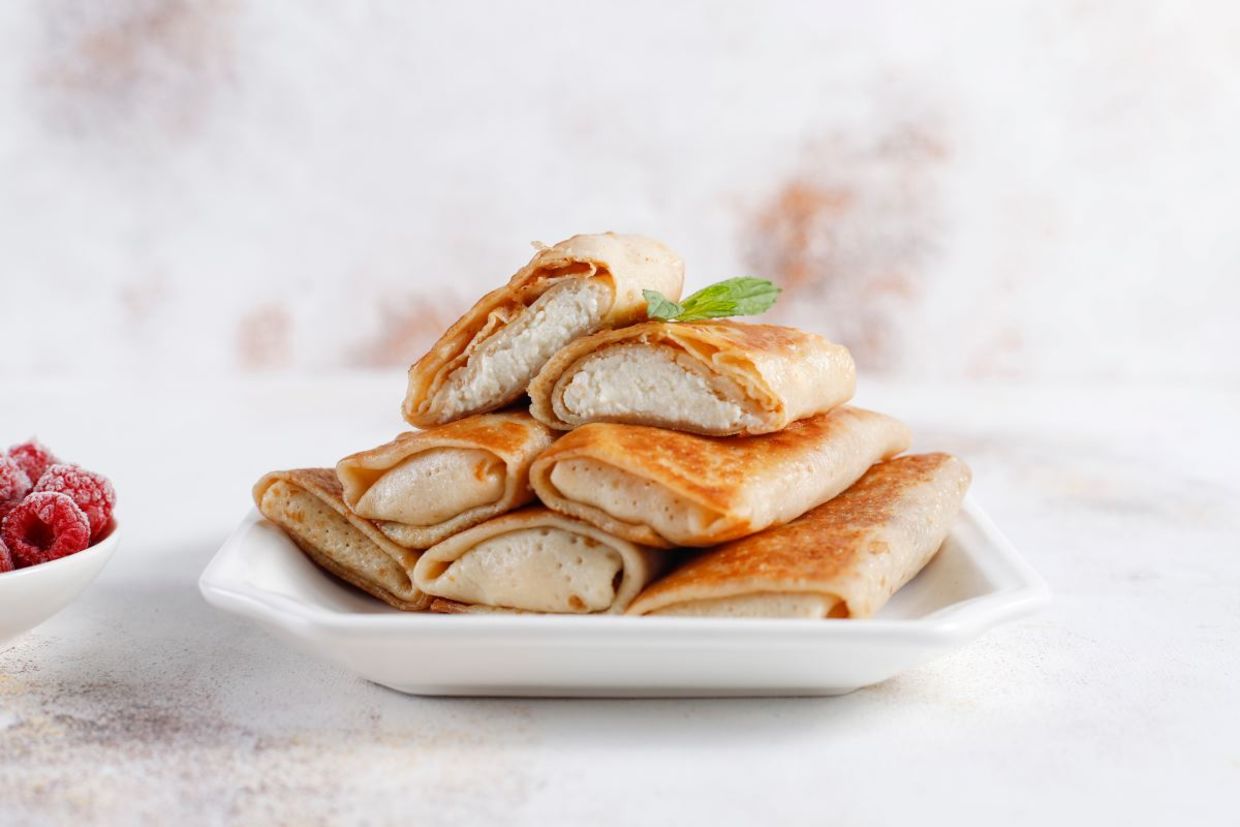 Crepes made with cottage cheese. Crepes made with cottage cheese.