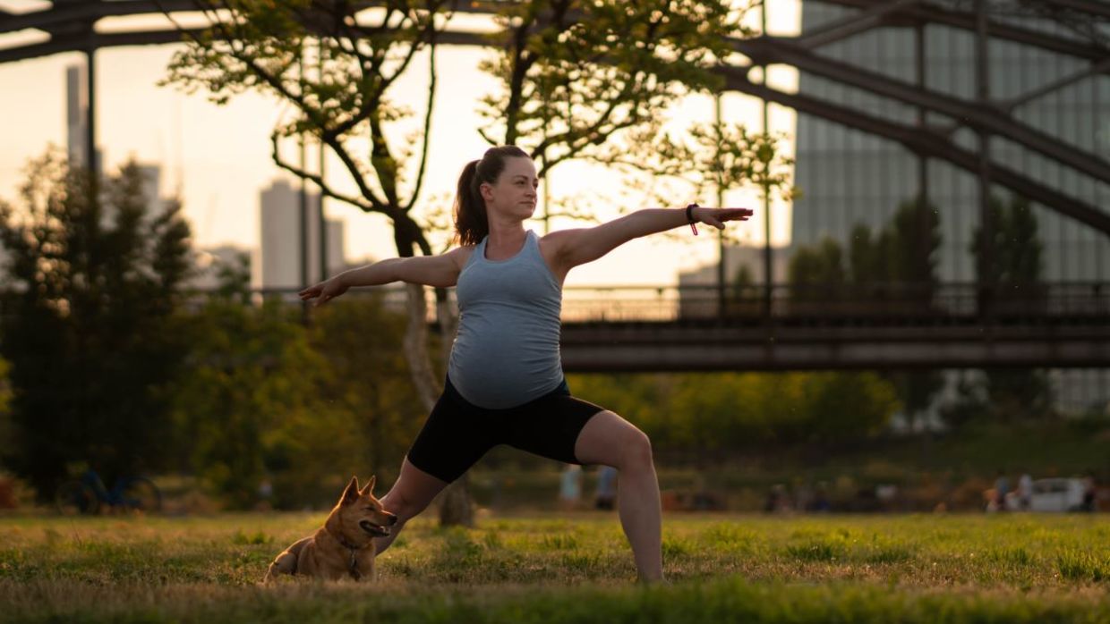 the warrior II yoga pose improves stanima. the warrior II yoga pose improves stanima.