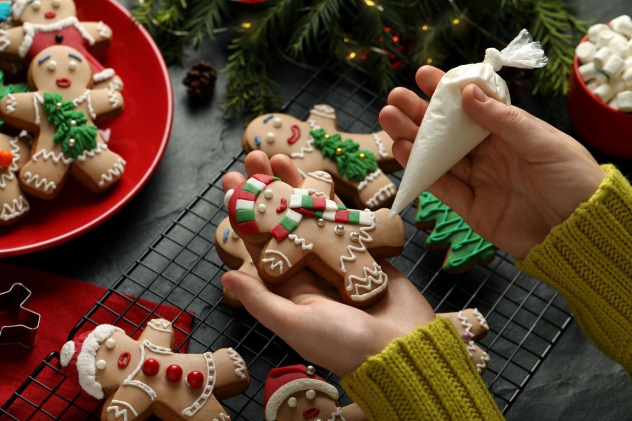 Decorating gingerbread men. Decorating gingerbread men.