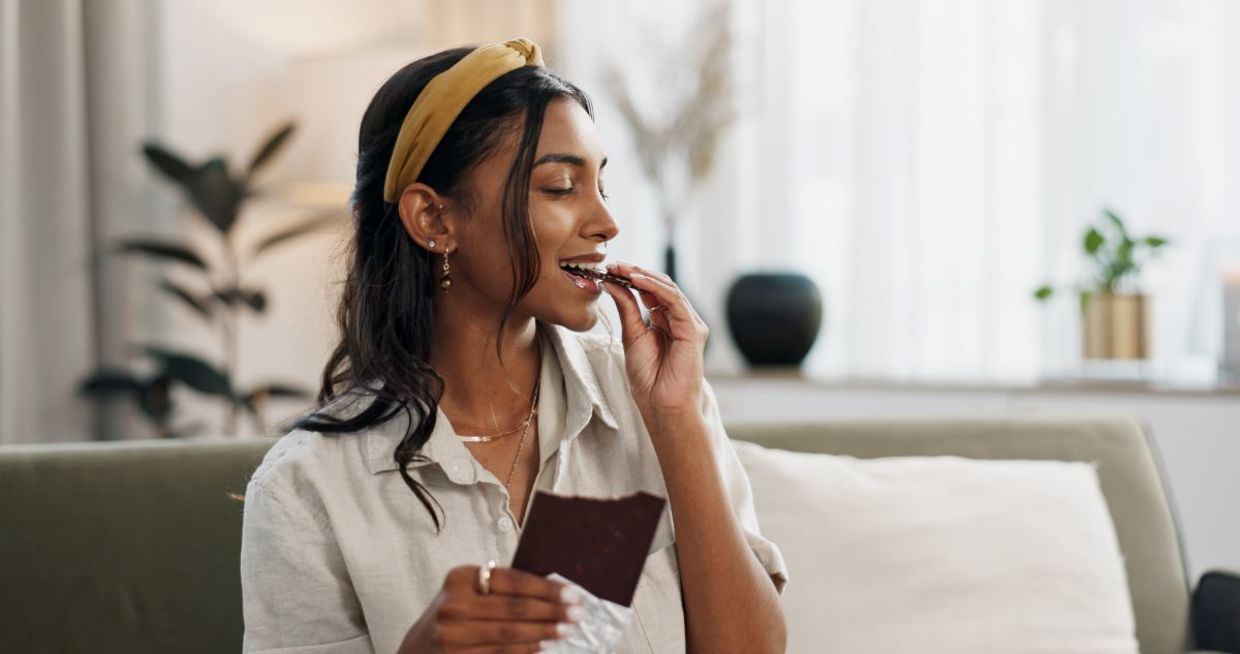 Eating small amounts of dark chocolate is good for your health. Eating small amounts of dark chocolate is good for your health.