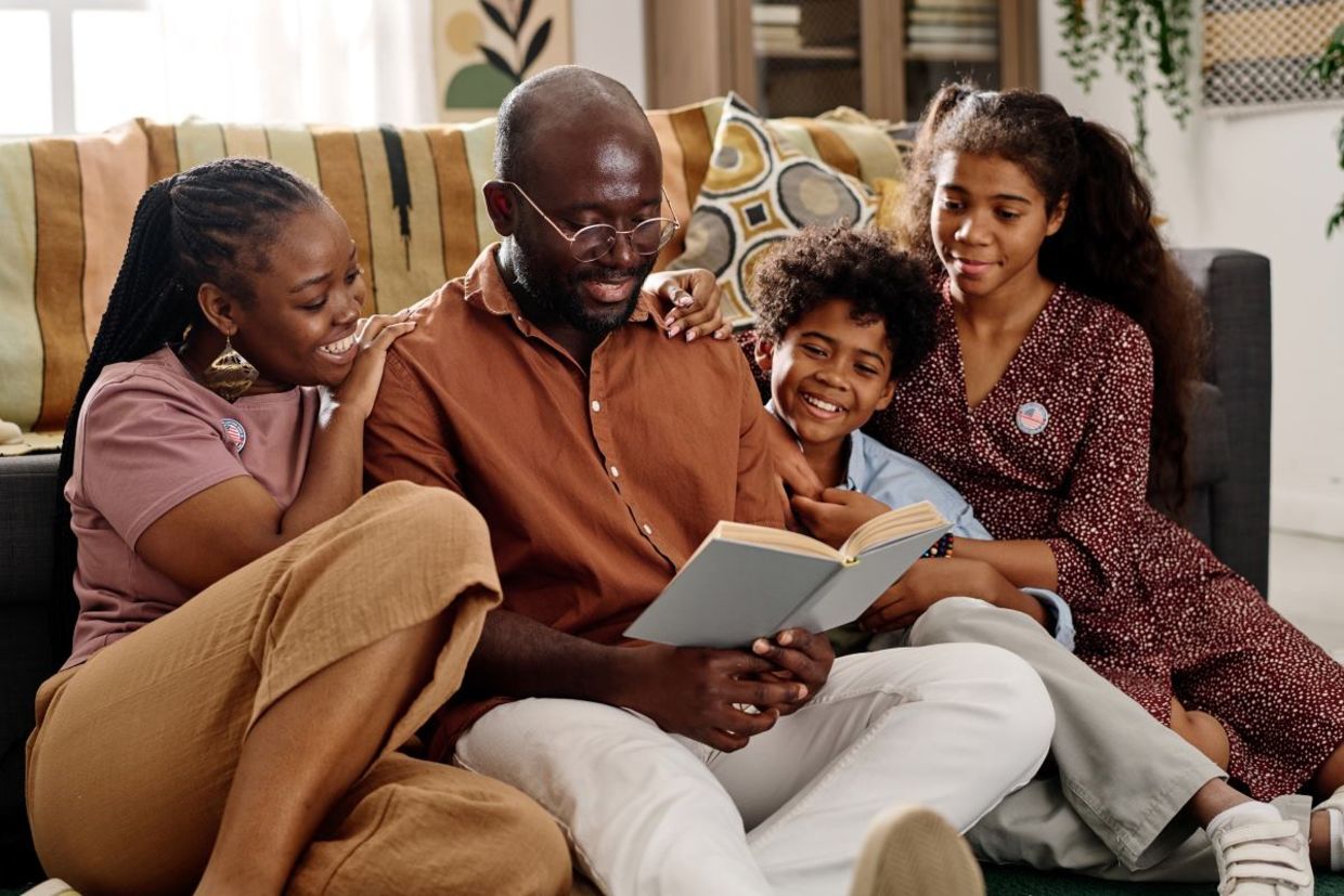 Reading books out loud as a family. Reading books out loud as a family.