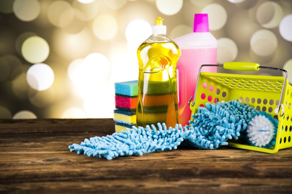 Cleaning supplies. Cleaning supplies.