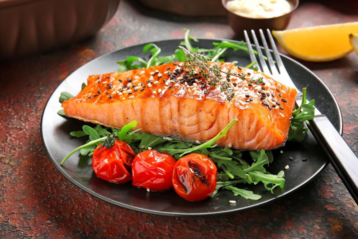 Salmon is very good for your physical and mental health. Salmon is very good for your physical and mental health.