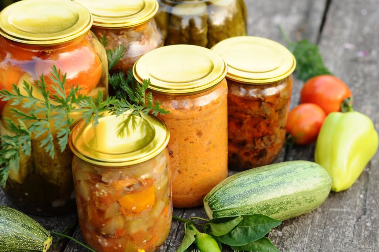 Home canning vegetables straight from the garden.